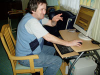 One of our clients improving their numeracy skills with specialist software on one of our PCs